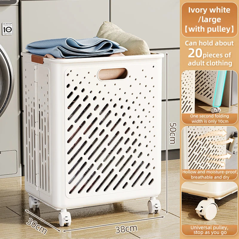 panier à linge pliable avec roulettes grande capacité multifonctionnel - vue 11 sur 14
