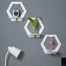 Set of 3 or 6 hexagonal shelves for flowers handmade decor