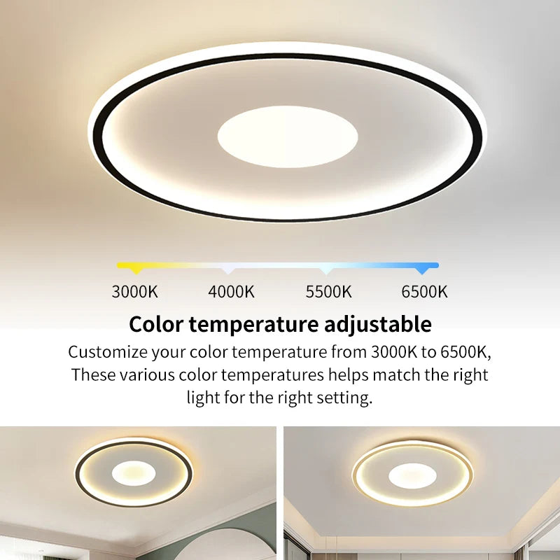 plafonnier led ultra mince moderne rond montage en surface - vue 4 sur 24