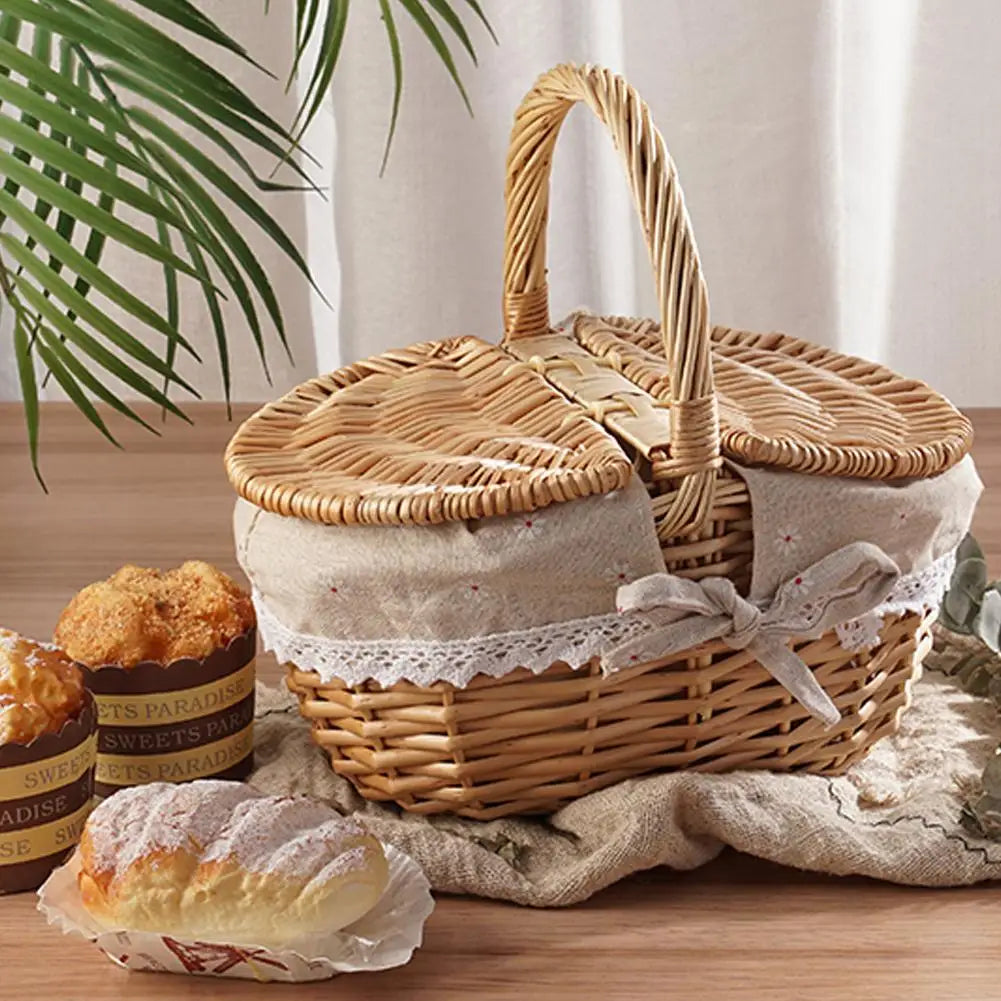 panier de pique-nique en osier tissé à la main pour extérieur - vue 4 sur 8