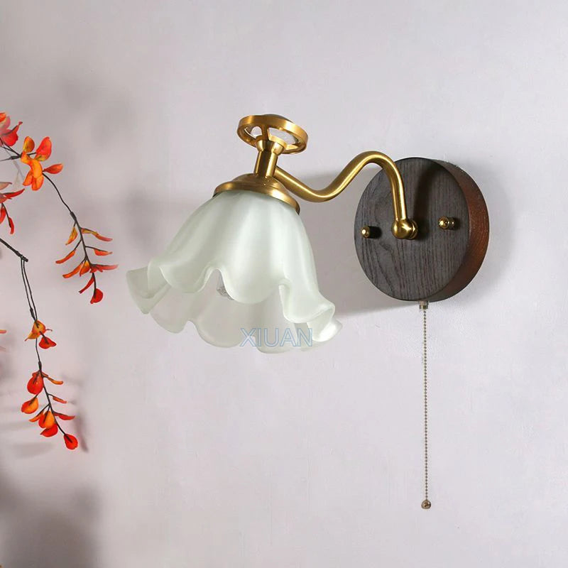 applique murale en verre design fleur wabi-sabi en bois massif - vue 7 sur 21