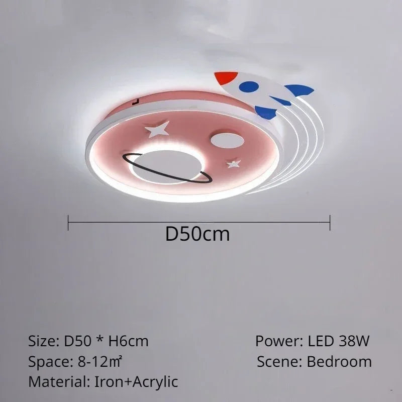 plafonnier nordique planète fusée led pour décoration enfant - vue 7 sur 9