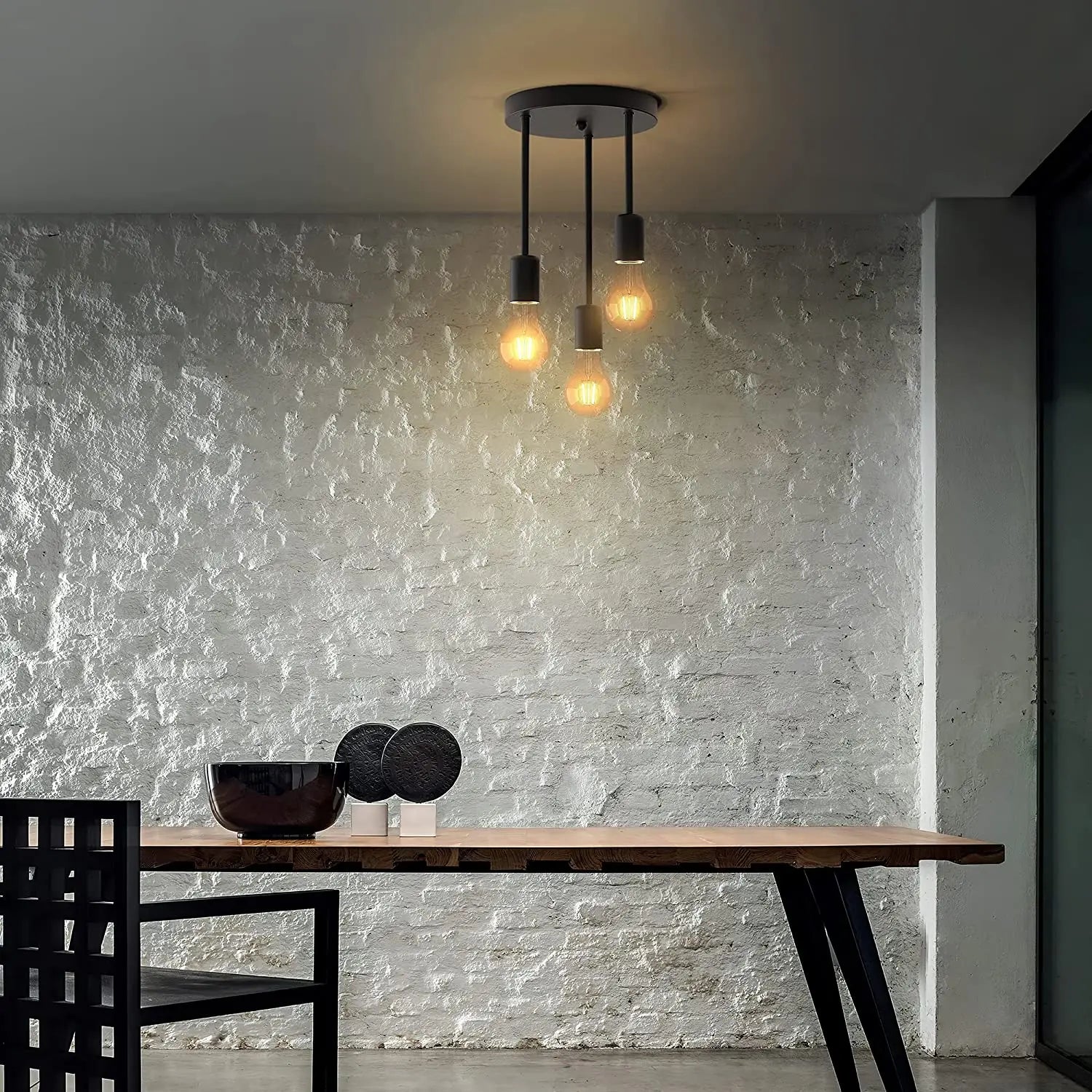 plafonnier industriel lustre décoration avec lumière led - vue 6 sur 6