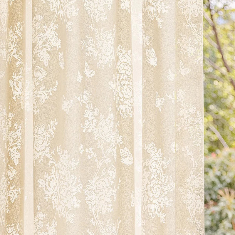 Voilage tulle floral romantique pour salon chambre fenetre