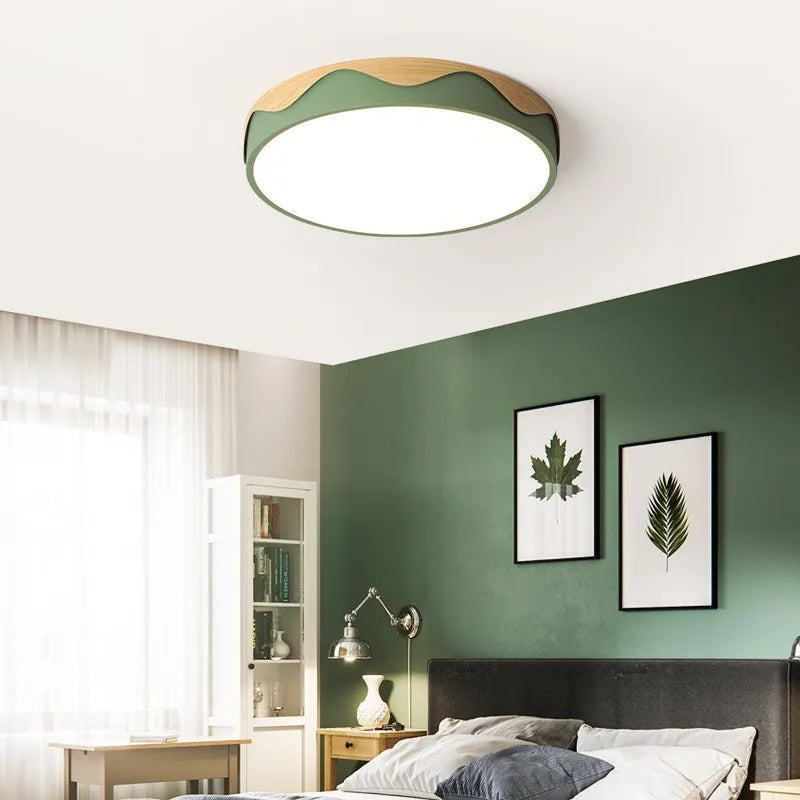 Plafonnier LED nordique moderne Macaron rond rond bord géométrique plafonniers salon chambre Luminaire décoratif d'intérieur - vue 3 sur 18