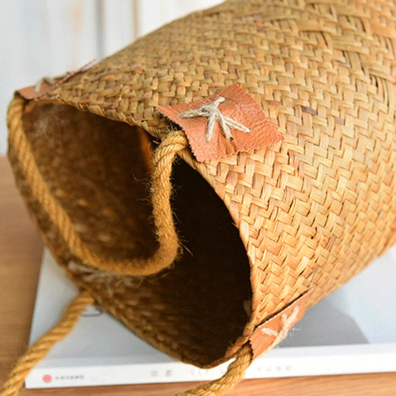 panier de rangement en jonc de mer naturel pour décorations variées - vue 5 sur 7