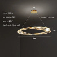 LustreSalon moderne Led K9 Dimmable de luxe or anneau irrégulier cristal