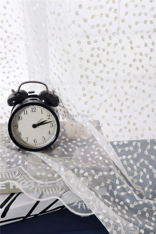 Rideau tulle brodé fleurs style européen salon chambre - vue 7 sur 8