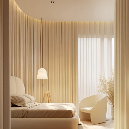 Rideau occultant moderne plissé pour baie vitrée salon