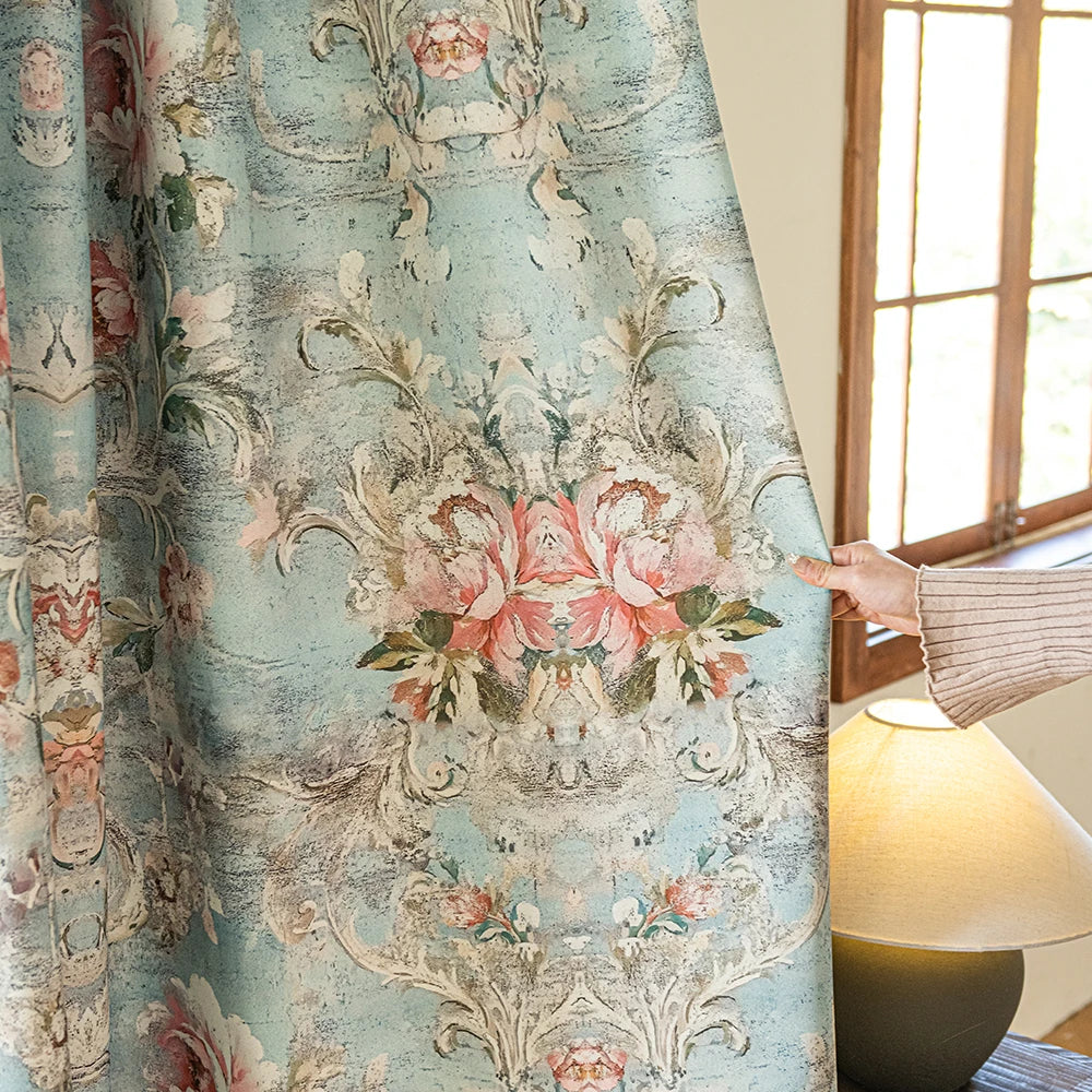 Rideau occultant moderne motif floral pour salon chambre