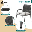 Poly Rattan Furniture Set with Armchair, Coffee Table &amp; Cushions, Removable and Washable Fabric Cover Garden Furniture Set