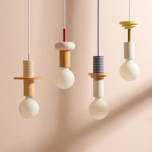 Suspension LED design bois petite lumière déco