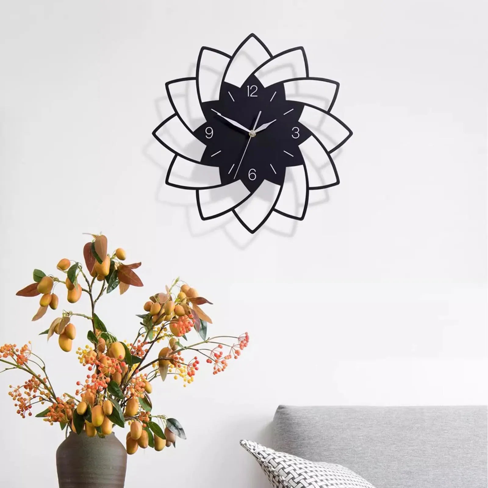 horloge murale silencieuse en forme de fleur décoration intérieure - vue 5 sur 6