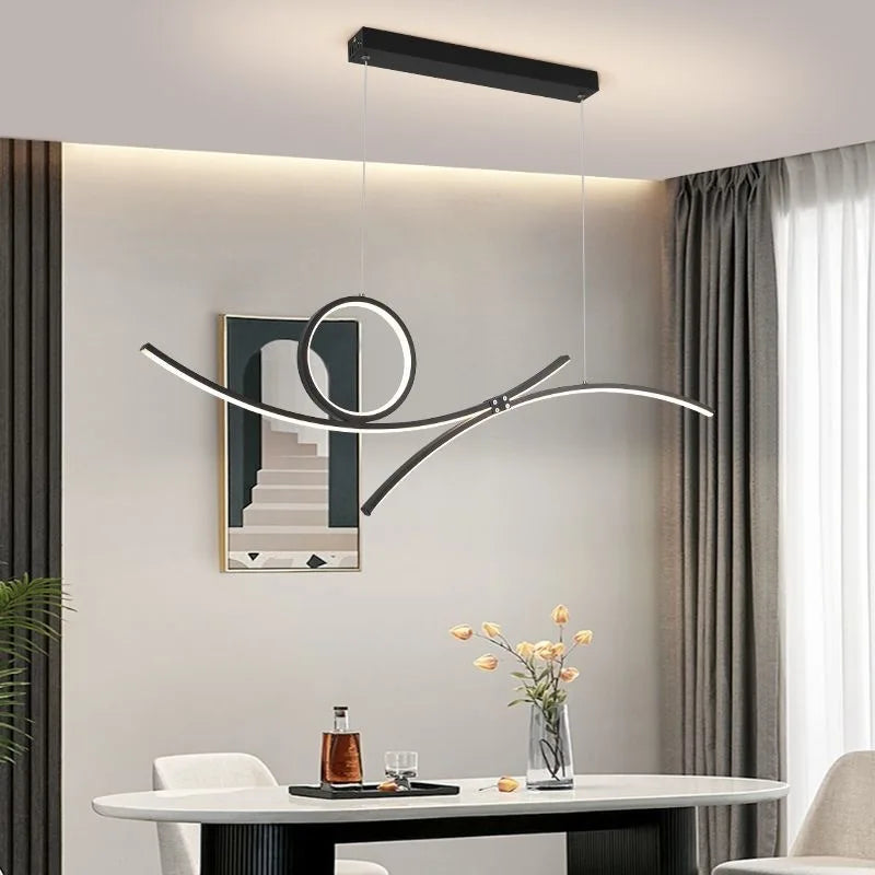 plafonnier led moderne design ondulé pour intérieur tendance 2024 - vue 4 sur 8