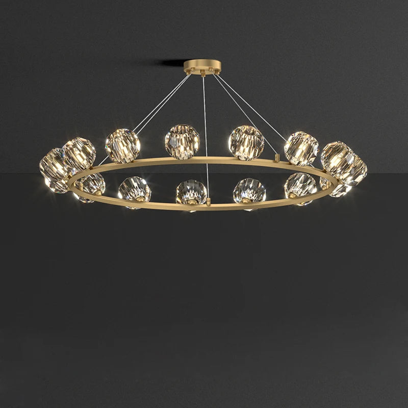 plafonnier art déco doré noir design en cristal - vue 6 sur 24
