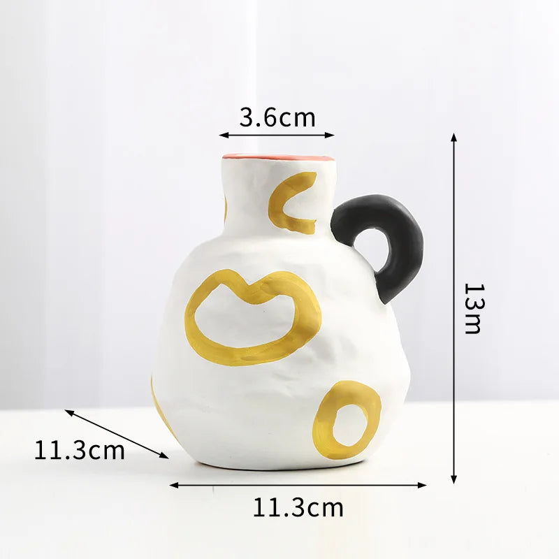 Hand-painted Milk Pot Ceramic Vase, Living Room, Porch, Desktop, Flower Arrangement Container, Homestay Decoration Handicraft