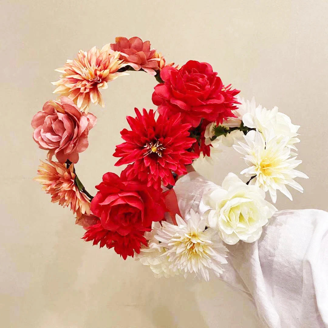 bandeau de cheveux floral bohème couronne de mariée décoratif - vue 2 sur 9