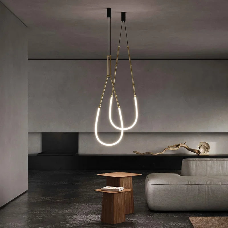 lustre minimaliste moderne italien led créative en bambou - vue 4 sur 14