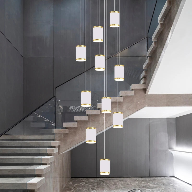 lustre long rotatif en acrylique pour éclairage intérieur décoratif - vue 5 sur 28