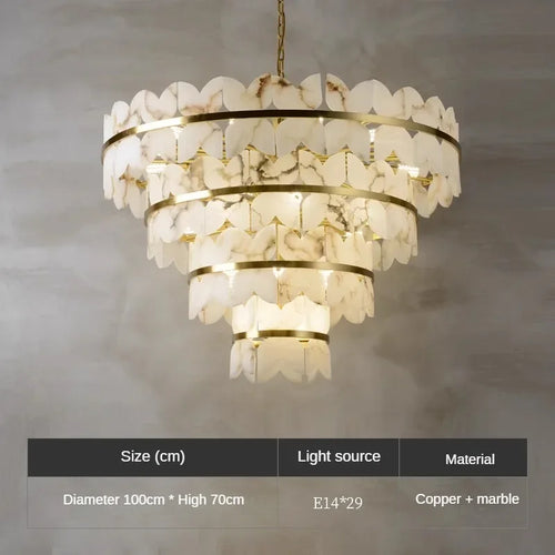 Natural marble and copper minimalist designer pendant light - vue 8 sur 9