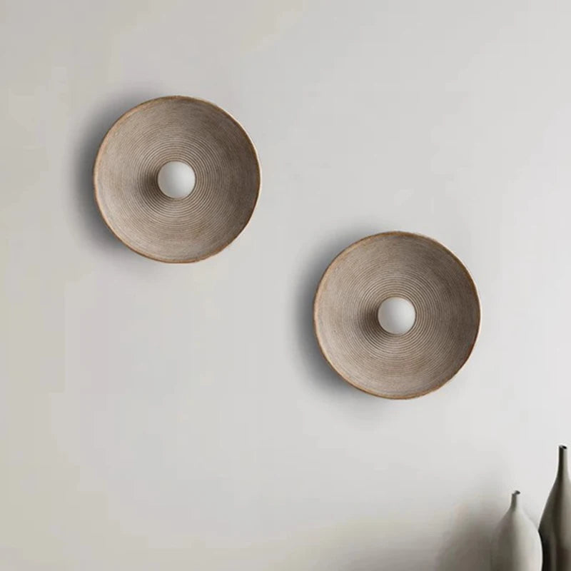 Applique murale LED rétro ronde en résine de verre - vue 5 sur 8