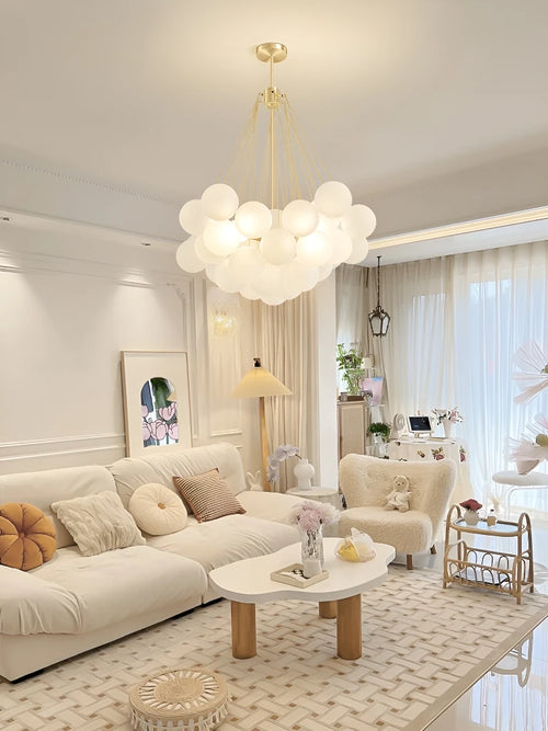 LED élégant moderne bulle boule plafond lustre ivoire verre suspension lumières nordique pour salle à manger Restaurant lampe suspendue - vue 2 sur 10
