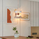 Suspension moderne en verre transparent avec détails en bois et cuivre