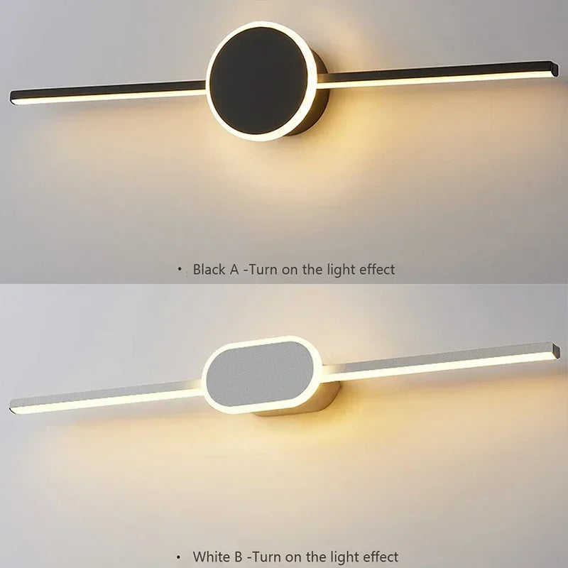 Lampe de applique murale LED moderne 60CM miroir décor longue bande lumineuse ronde base carrée ou appliques murales toilette douche hôtel éclairage lustre - vue 5 sur 10