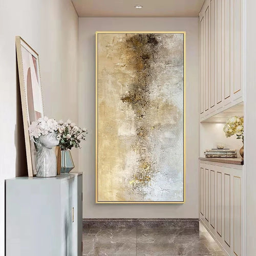 Customizable, Hand-painted Abstract Decorative Painting, Living Room Background Wall Hanging Painting Gold Foil, Canvas Painting - vue 5 sur 9