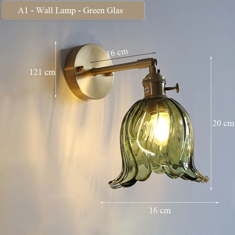 applique murale moderne en verre et laiton vintage réglable - vue 8 sur 12