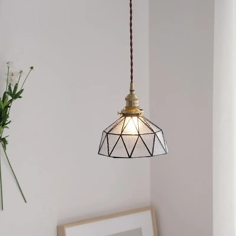suspension design nordique vintage en laiton et verre - vue 6 sur 9