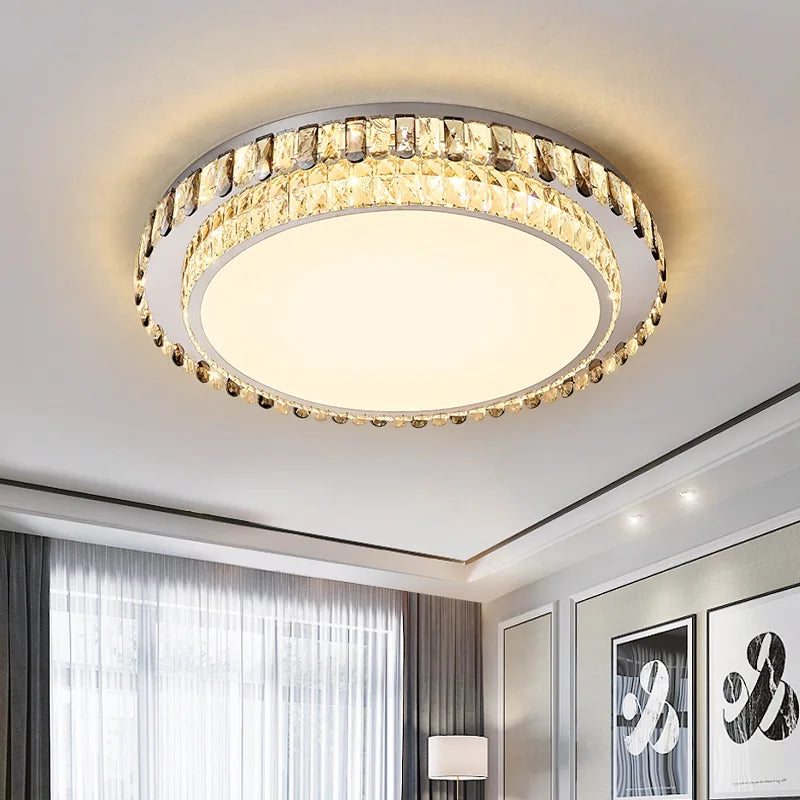 plafonnier led de luxe en cristal rond moderne - vue 3 sur 15