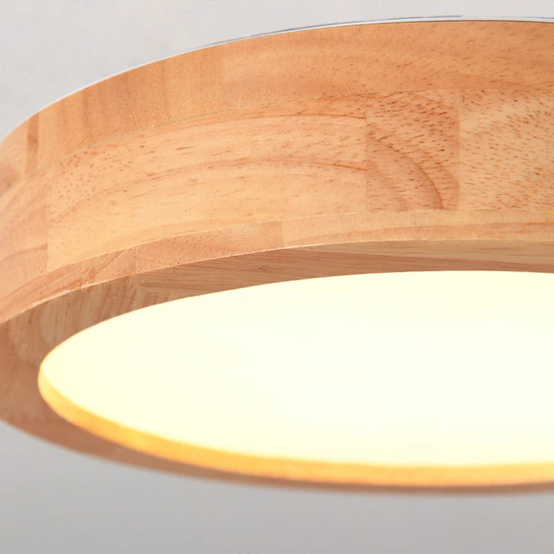 plafonnier led rond simple en bois décor nordique lampen - vue 5 sur 7