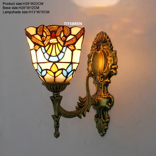 applique murale fleurs turques abat-jour baroque en verre décoratif - vue 12 sur 17
