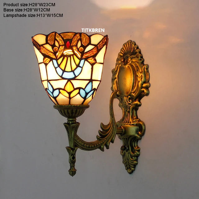 applique murale fleurs turques abat-jour baroque en verre décoratif - vue 11 sur 17