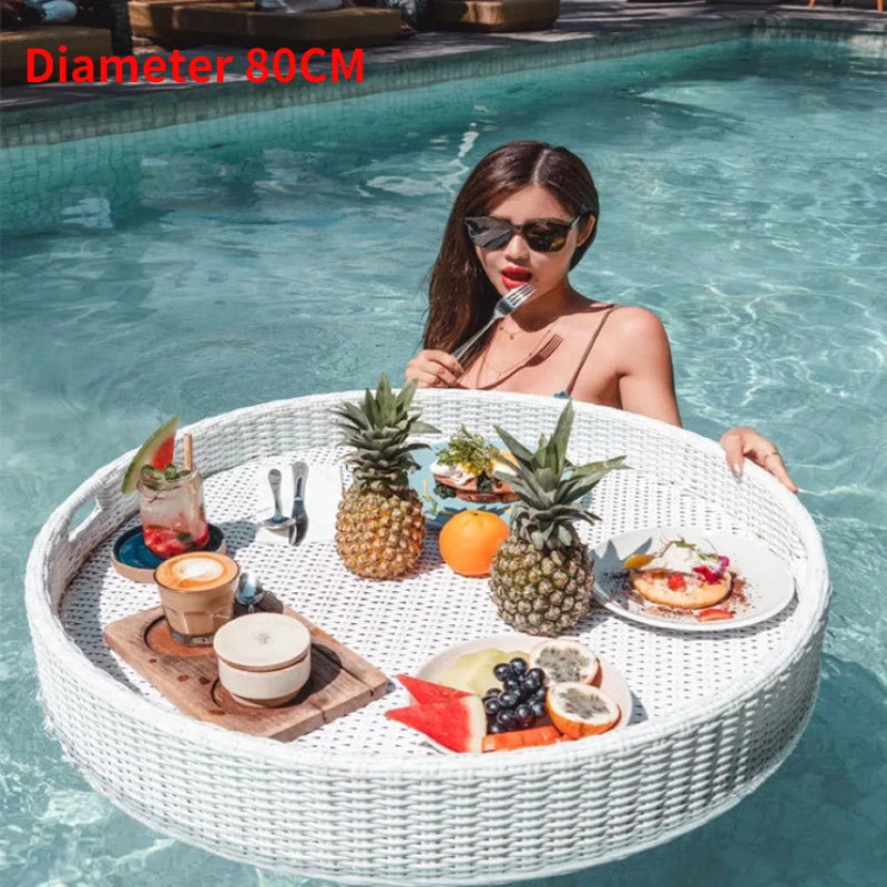 plateau en rotin nordique pour fruits et boissons de piscine - vue 9 sur 22
