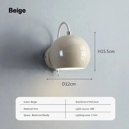 Minimalist nordic rotatable iron LED wall light