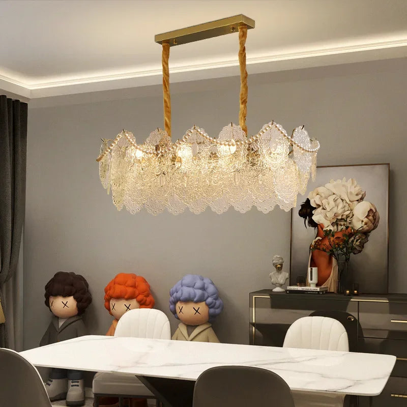 suspension moderne en verre clair style français luxe - vue 4 sur 18