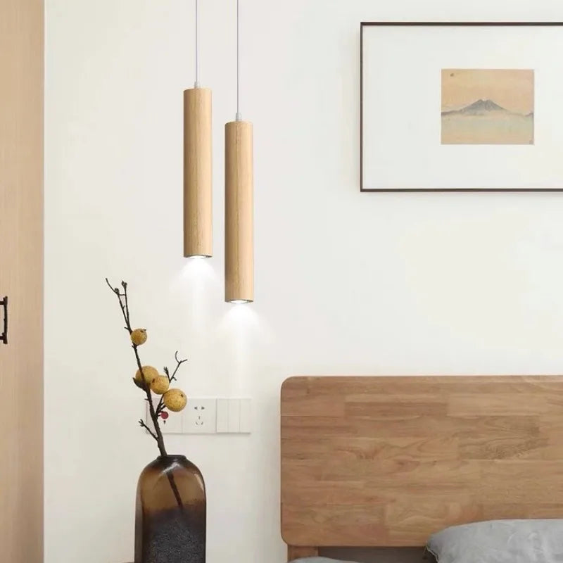 Suspension LED grain de bois design nordique moderne