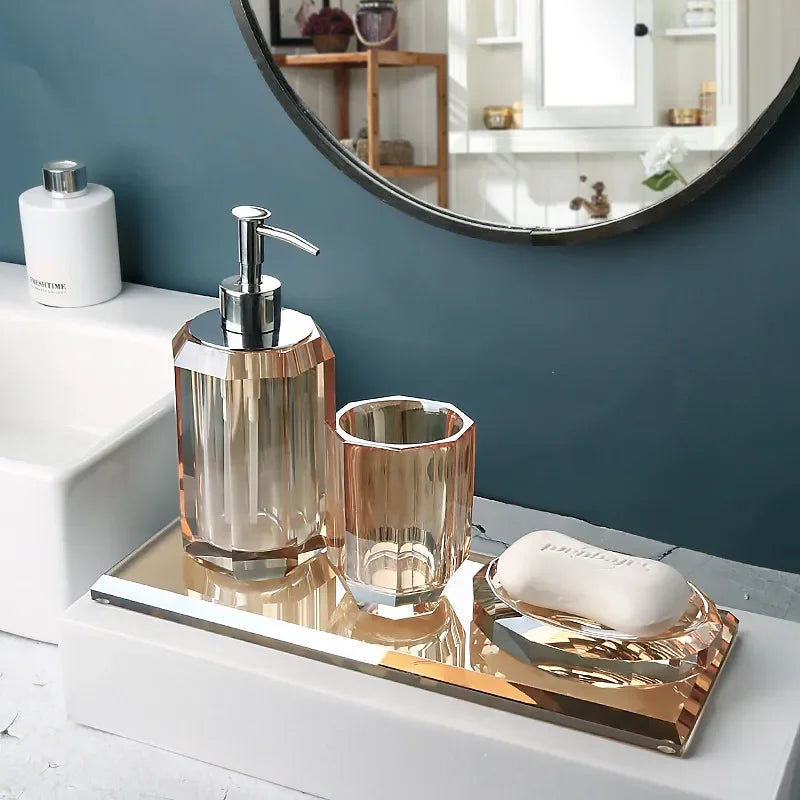 distributeur de savon en verre luxe pour salle de bain - vue 5 sur 15