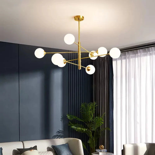 Modern glass pendant light in minimalist Nordic style for indoor decoration - vue 5 sur 9