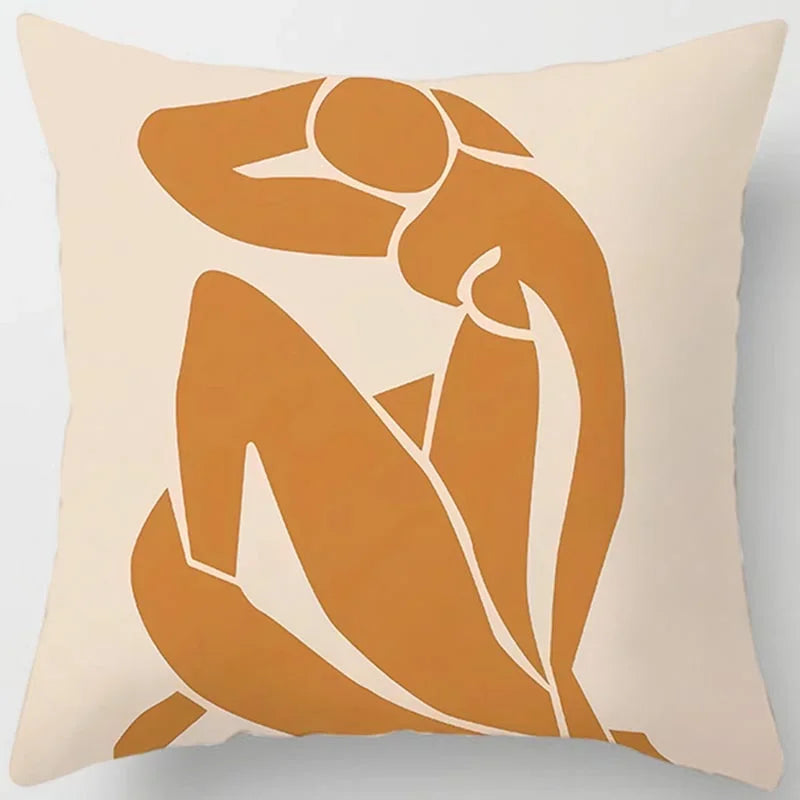 housse de coussin carrée motif géométrique marron élégant