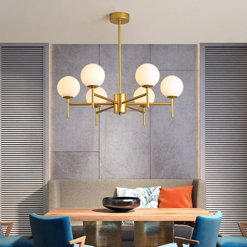 lustre led moderne médiéval avec boule de verre haricot magique - vue 5 sur 14