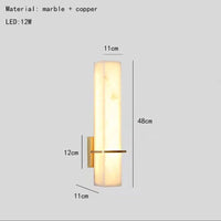 applique cuboïde en marbre naturel et cuivre pour éclairage d'ambiance