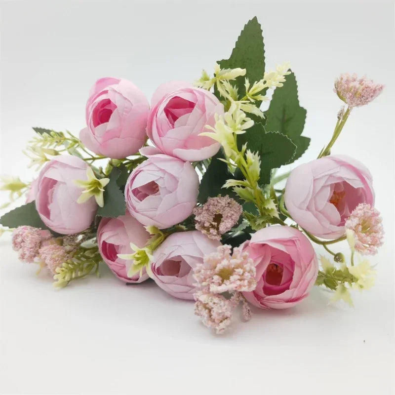 bouquet de roses en soie décoration de jardin fleurs artificielles - vue 12 sur 12