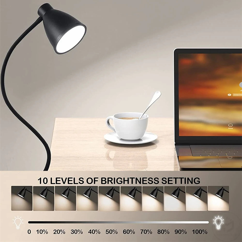 38 LED Desk Lamp 3 Color Modes 10 Brightness Dimmer Reading Light Auto Off Timer Desk Light Flexible Gooseneck Clip Book Light - vue 3 sur 7