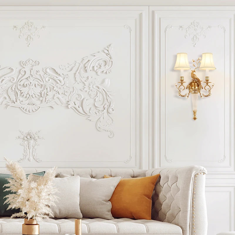 applique murale xuanzhao dorée style chinois paon double bras