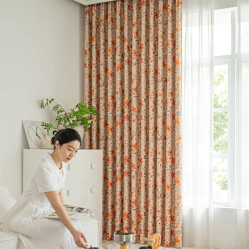 Rideau occultant floral style français pour chambre salon