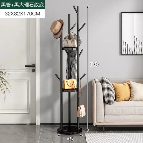 Freestanding Marble Metal Coat Rack, 3 Storage Shelves, 9 Hooks, Hall Tree for Coats, Hats, Bags, Entryway Organizer - vue 9 sur 26