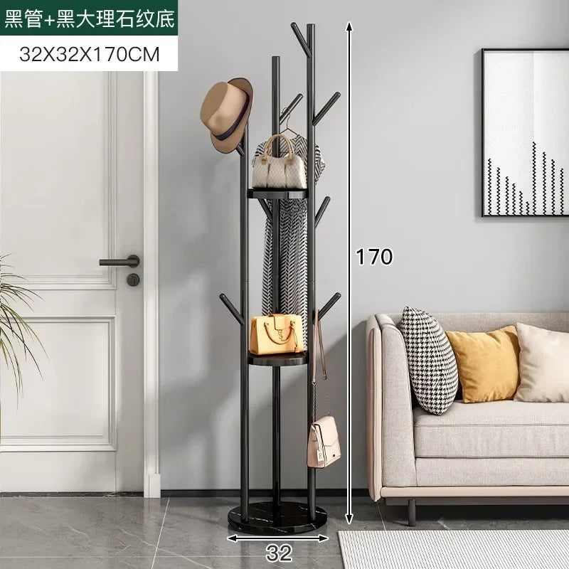 Freestanding Marble Metal Coat Rack, 3 Storage Shelves, 9 Hooks, Hall Tree for Coats, Hats, Bags, Entryway Organizer - vue 8 sur 26